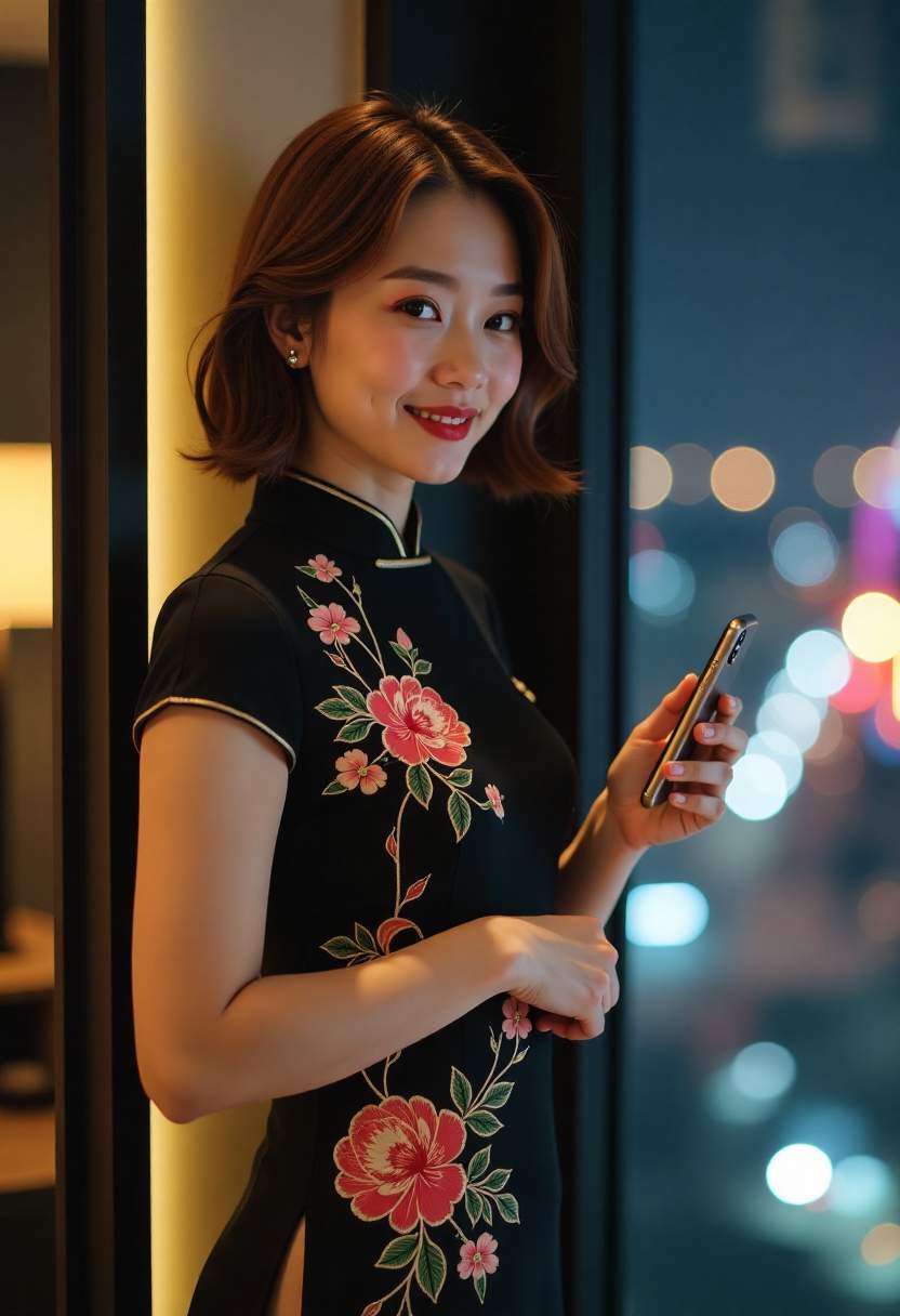 山寺夜色中的灯笼与回廊